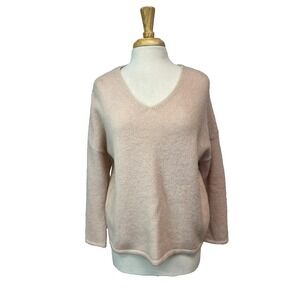 ELK Pullover Sweater Pink Alpaca Wool V-Neck Drop Shoulder SZ 6